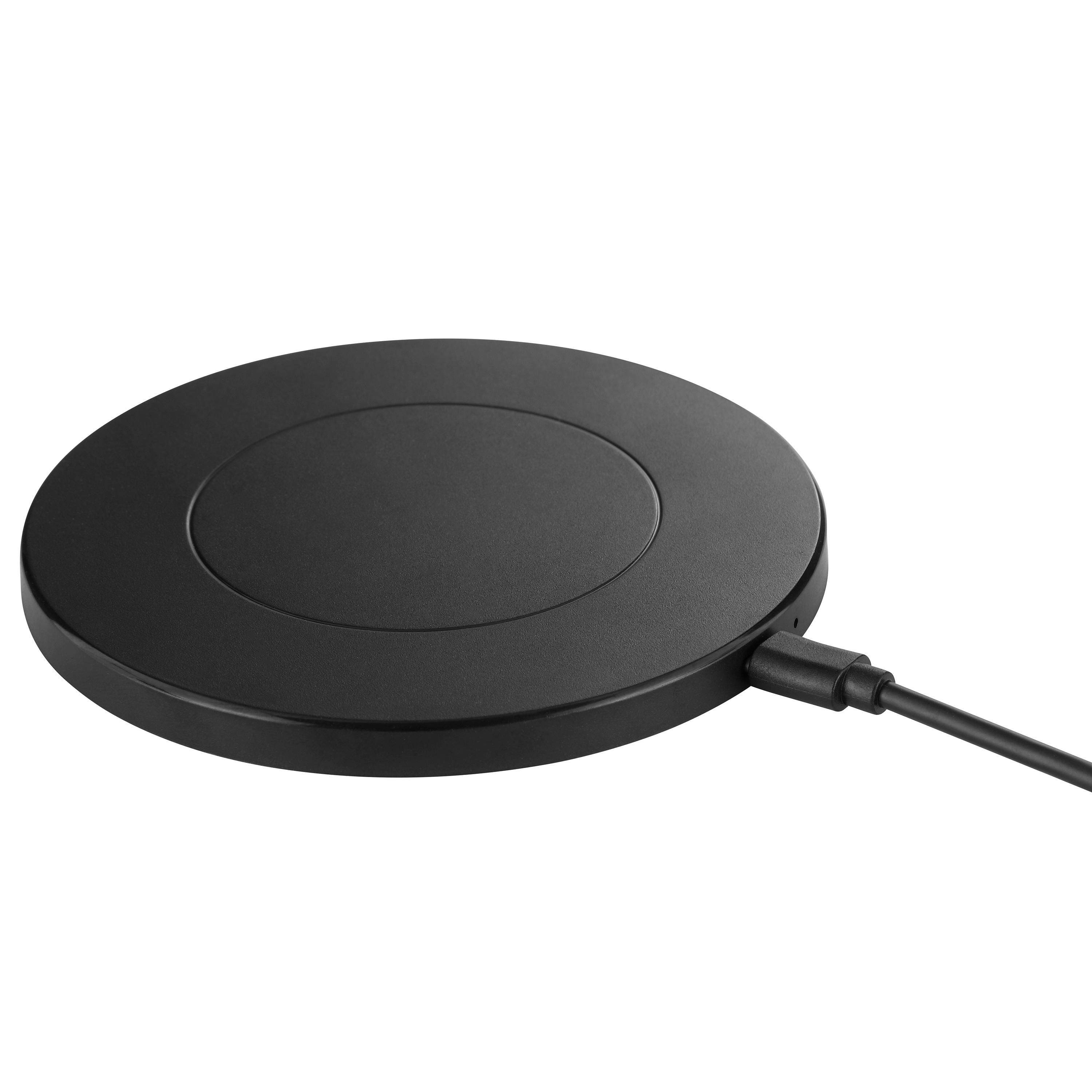 BRILLIANT Wireless Charger, schwarz, B:12cm H:0,8cm T:12cm, Ladegeräte, Ø 12 cm, 150 cm Kabellänge, 15 W, USB