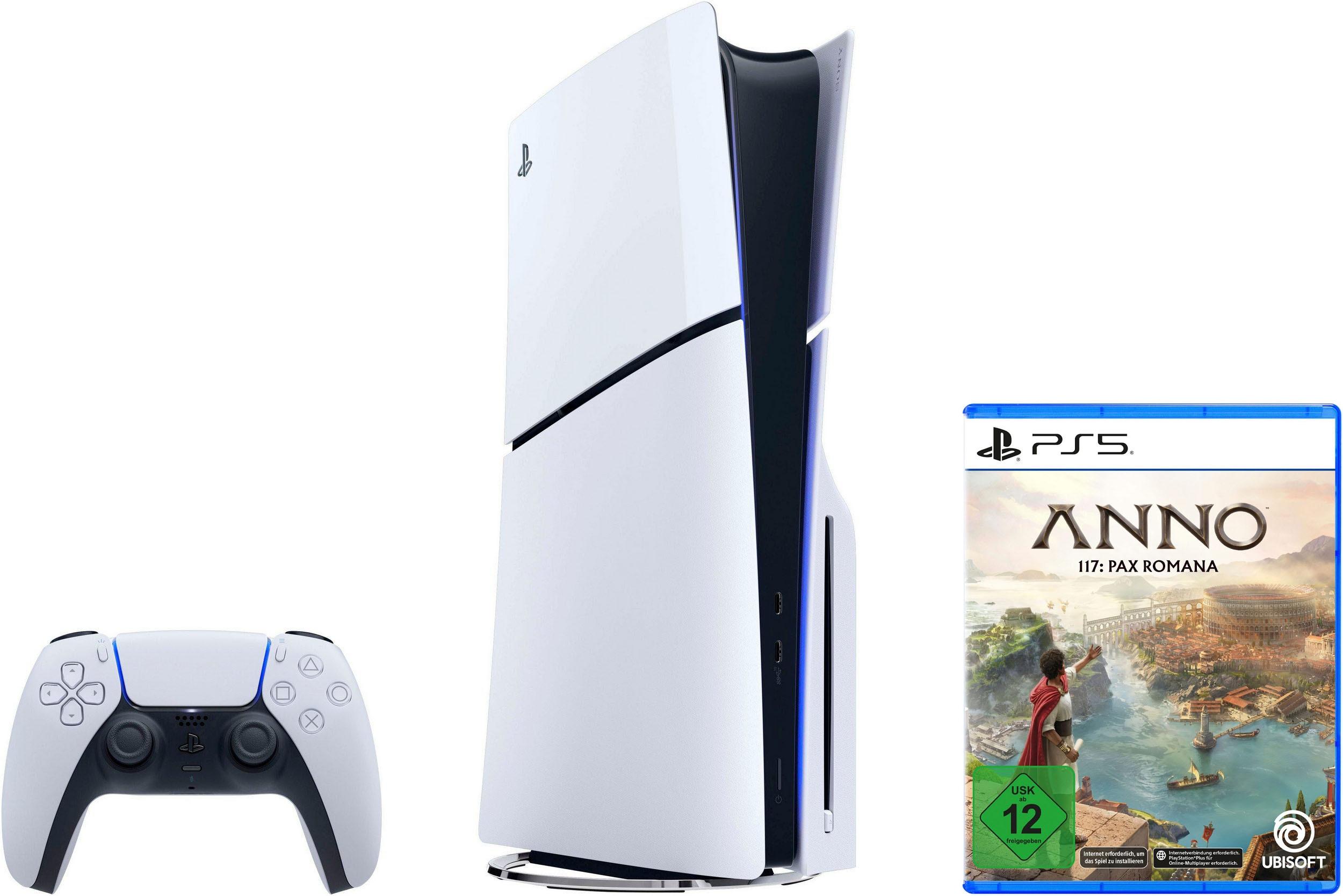 PLAYSTATION 5 Konsolen-Set "PS5 Disk Edition + Anno 117 Pax Romana", weiß, schwarz, B:35,8cm H:9,6cm T:21,6cm, Spielekonsolen