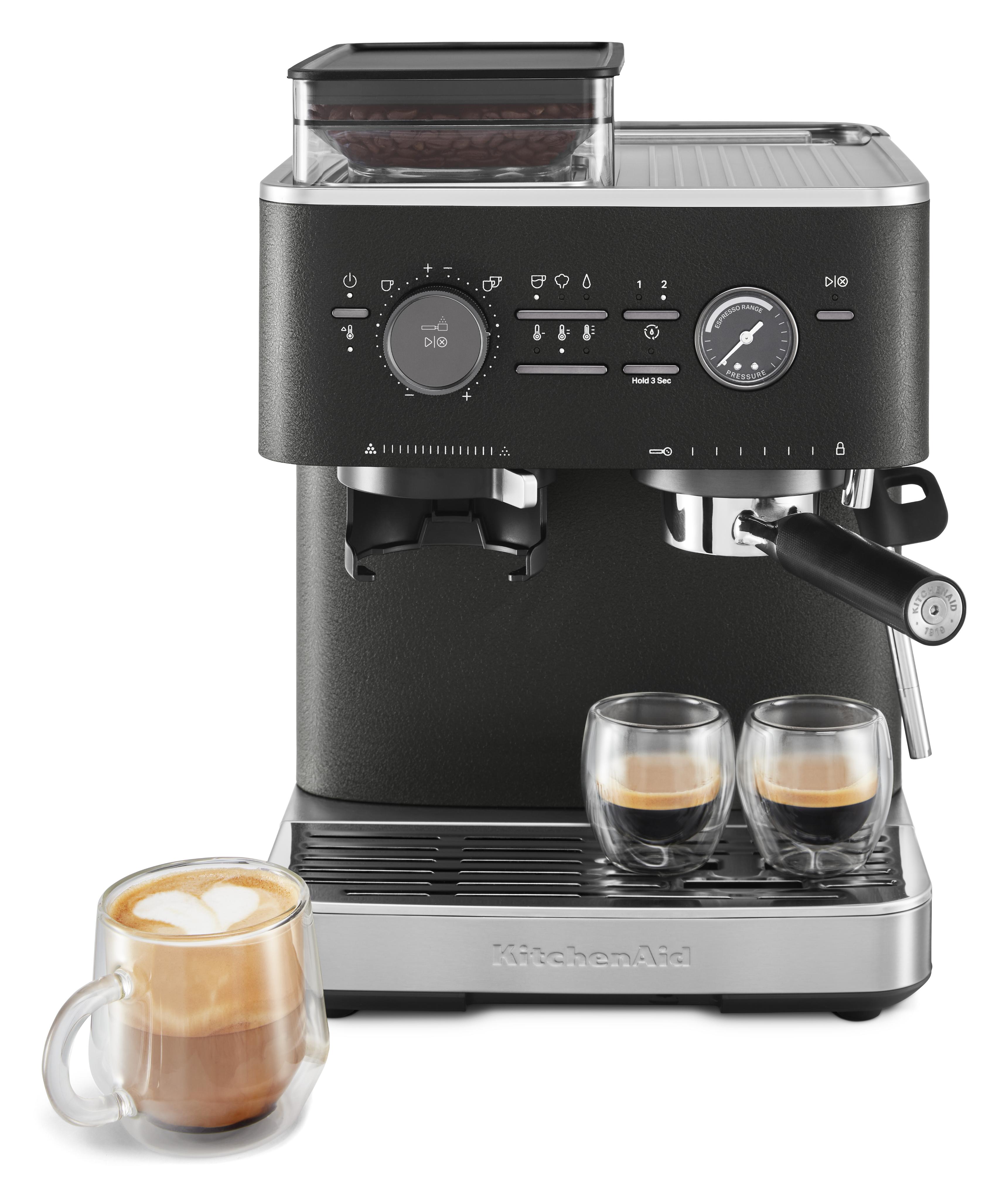 KITCHENAID Espressomaschine "5KES6551EBK", schwarz (matt, schwarz), B:33,5cm H:39,5cm T:28,11cm, Kaffeemaschinen, Siebträger mit Mühle, Espressomaschine, Topseller