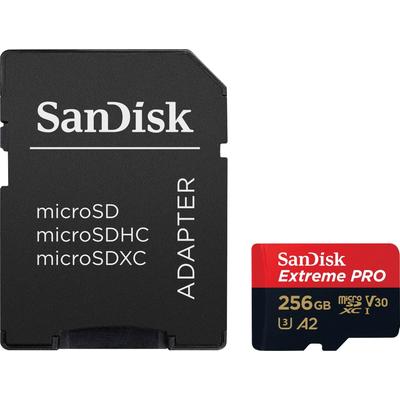 SANDISK Speicherkarte "Extreme PRO microSDXC™-UHS-I-KARTE", schwarz (schwarz, rot), 256 GB, Speicherkarten