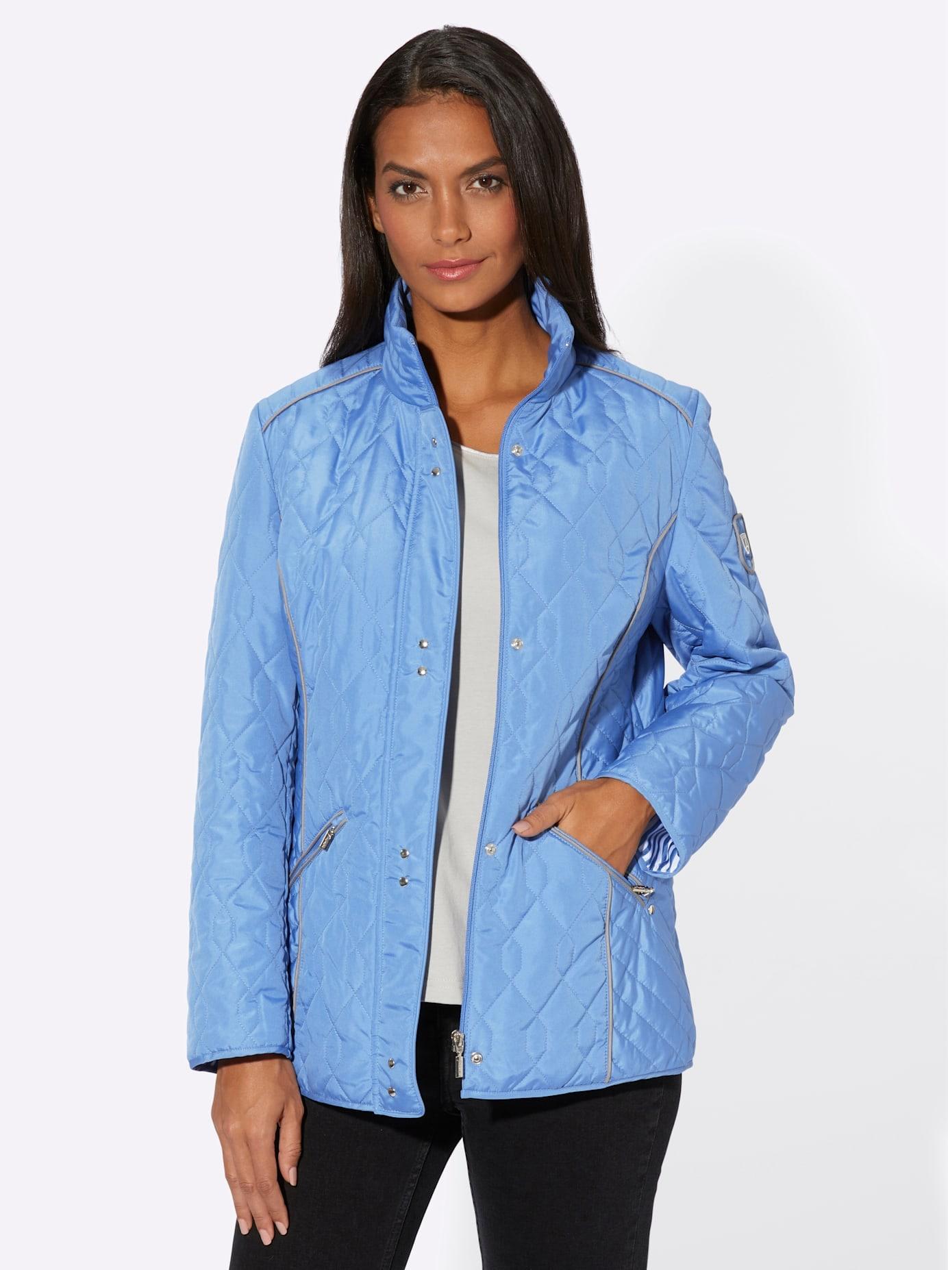 Steppjacke CASUAL LOOKS, Damen, Gr. 46, blau (mittelblau), 100% Polyester, unifarben, Jacken Steppjacke