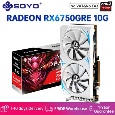 SOYO AMD Radeon RX6750 GRE 10 GB Gaming-Grafikkarte GDDR6-Speicher PCIEx16 4.0 für Desktop-Computer-Grafikkarten RX 6750