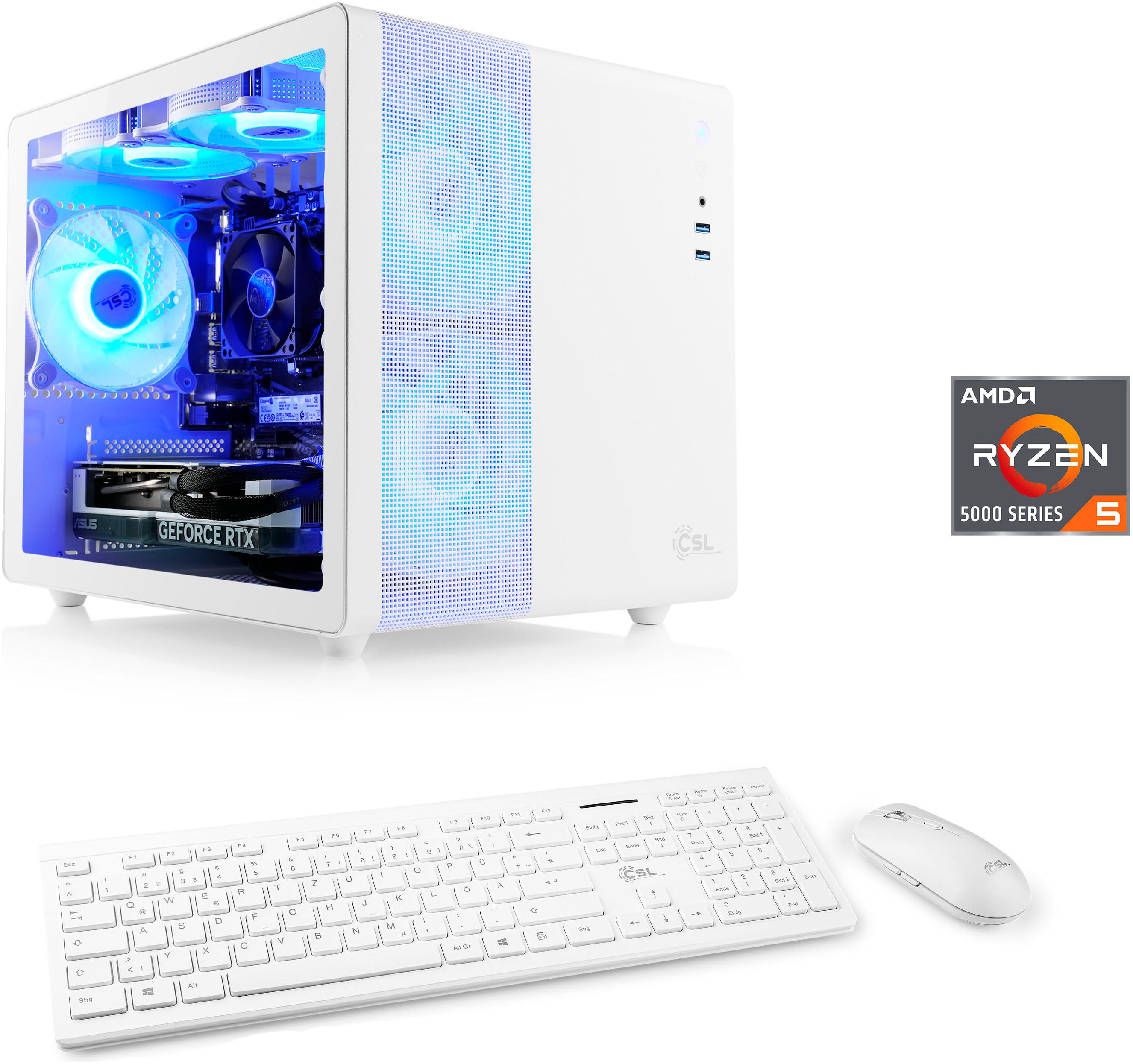 CSL PC "Cube V24185", weiß, Microsoft Windows 11 Home (64 Bit), 16 GB RAM 500 GB SSD, Desktop-PCs, PC