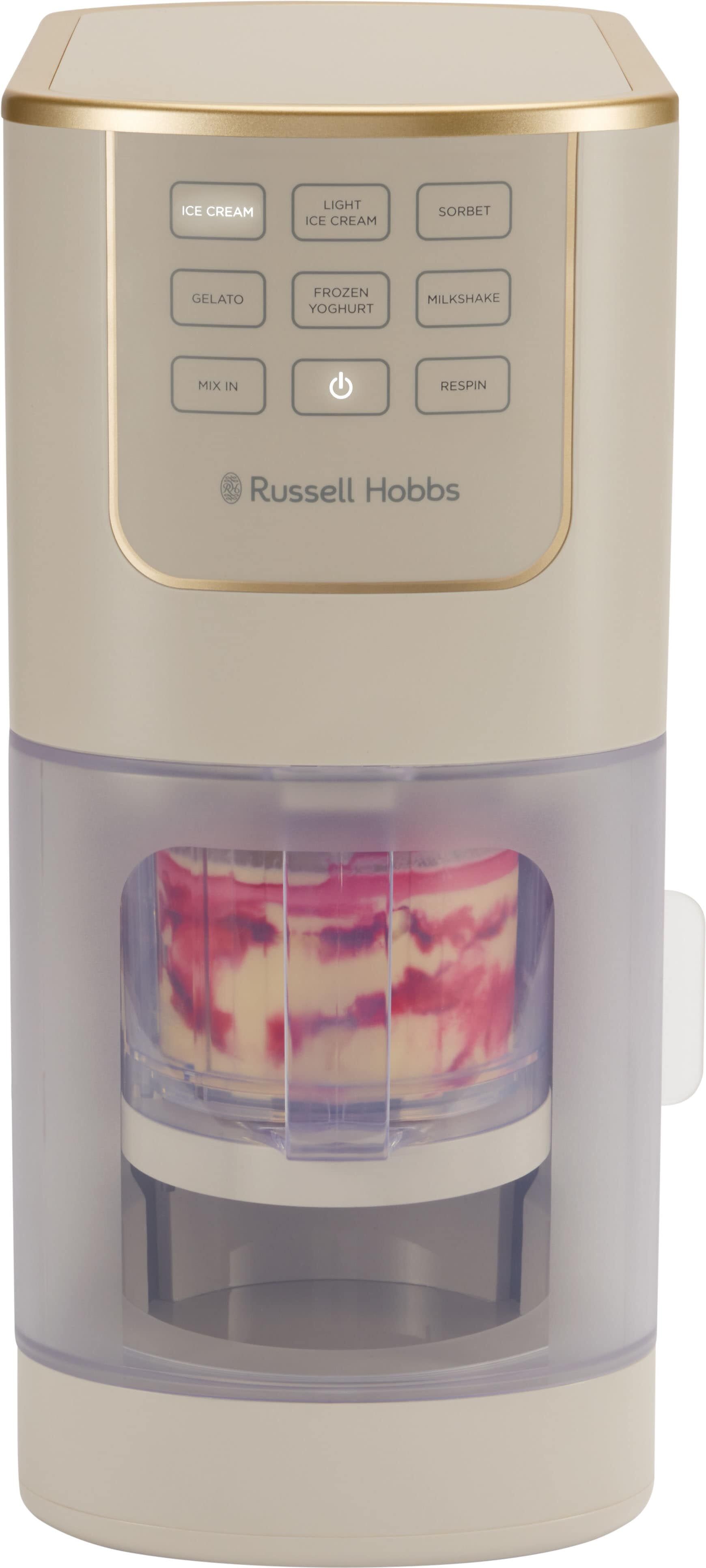 RUSSELL HOBBS Eismaschine "Chilluxe 28750-56", beige (stone), B:17,3cm H:38,5cm T:30,7cm, Eismaschinen, für Eiscreme, Sorbet, FrozenYoghurt & Milkshake