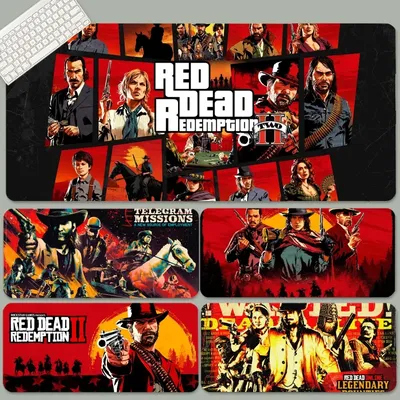 R-red Dead Redemption 2 Gaming INS Tide Großes Cartoon Anime Gaming Mauspad Tastatur Mauspads Schreibtischunterlage Zubehör