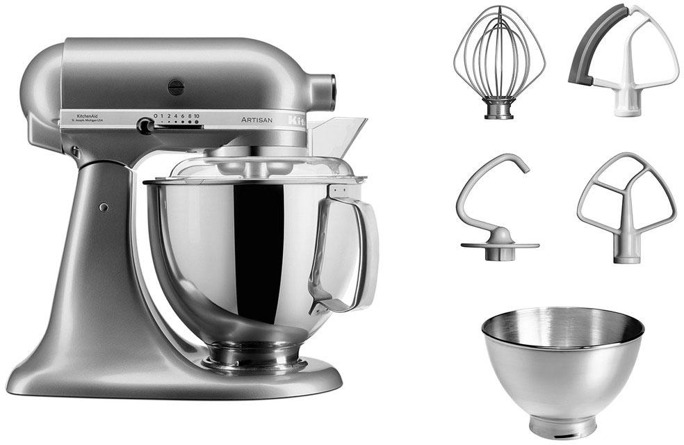 KITCHENAID Küchenmaschine "5KSM175PSE", silber (contour silber), B:24cm H:36cm T:37cm, Küchenmaschinen, mit Zubehör im Wert von ca. 112,-€ UVP, Küchenmaschine