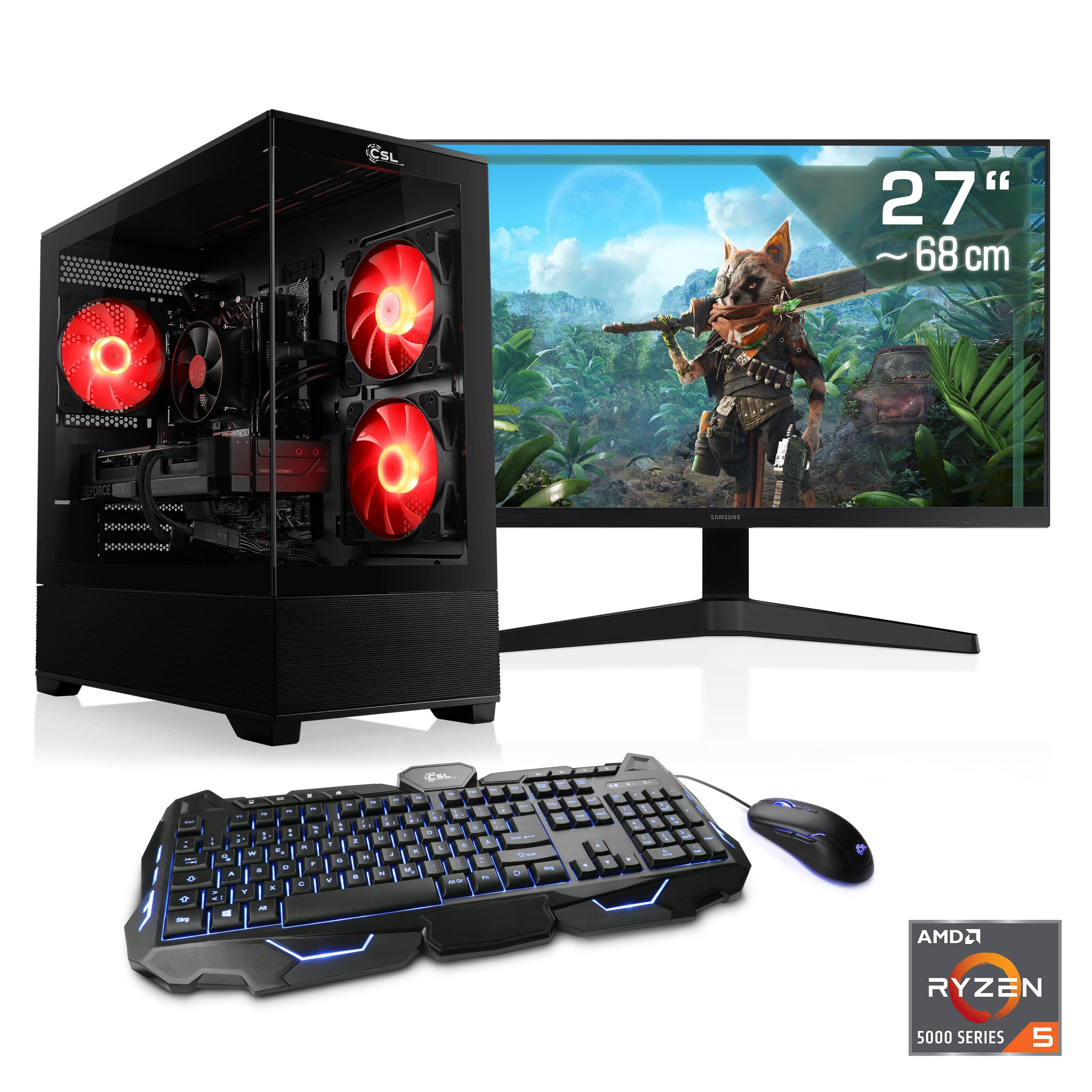 CSL Gaming-PC-Komplettsystem "AeroVision V24352", Energieeffizienz: E (A-G), schwarz, Microsoft Windows 11 Home (64 Bit), 16 GB RAM 500 GB SSD, Computer_Komplettsysteme
