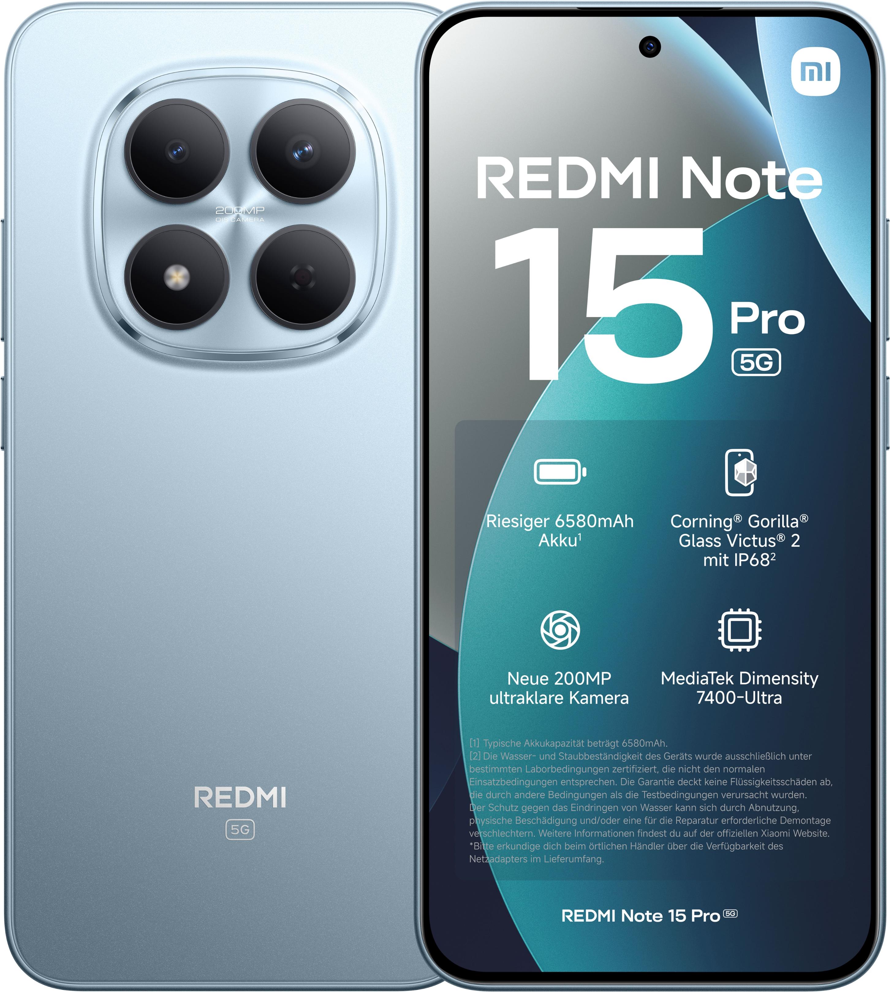 XIAOMI Smartphone "Redmi Note 15 Pro 5G 8+256", Energieeffizienz: B (A-G), glacier blau, 256 GB, Mobiltelefone