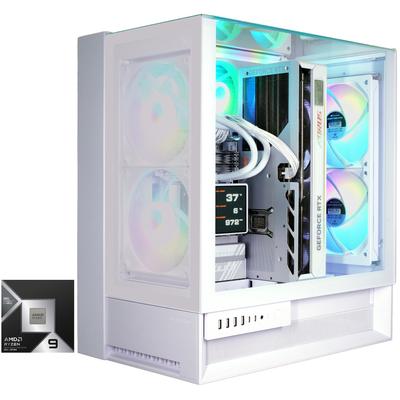 COUGAR Gaming-PC "OmnyX WT 8125 AMD Ryzen 9 9950X3D 32GB DDR5 2TB SSD RTX 5090", weiß, Microsoft Windows 11 Home (64 Bit), 32 GB RAM 2.000 GB SSD, Desktop-PCs, Windows 11, DDR5 RAM, Wasserkühlung