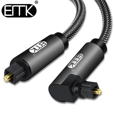 EMK 90 Grad digitales optisches Audiokabel 5.1 rechtwinkliges Toslink SPDIF-Kabel für Blu-ray-Player Xbox Soundbar-Glasfaserkabel