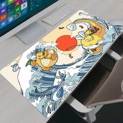 Mauspad Laptop Gaming PC Zubehör Dragonite Spielmatte Gamer-Computertischunterlage Groß XXL P-Pokemon Tastatur-Mauspad