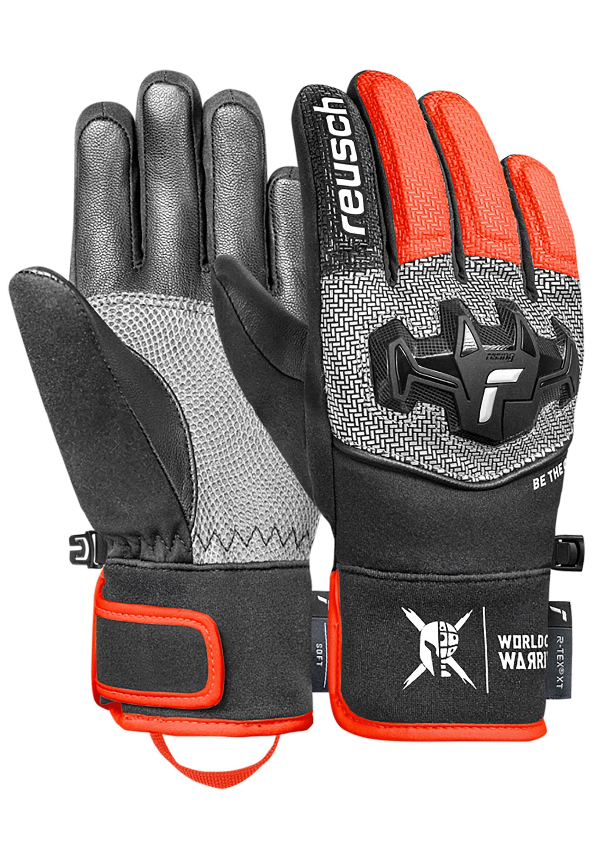 Skihandschuhe REUSCH "Worldcup Warrior R-TEX XT Junior", Mädchen, Gr. 6, schwarz, silberfarben, 88% Polyester, 10% Ziegenleder, 2% Polyurethan, mehrfarbig, Handschuhe, mit wasserdichter, atmungsaktiver Funktion
