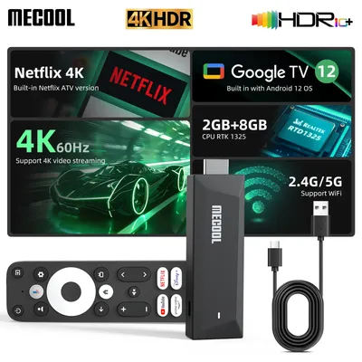MECOOL MEgo1 4K TVStick 2025, mit Google-zertifiziertem Netflix 4K AI SR/PQ 2+8G RTD 1325 HDR10+ WiFi 2,4G/5G BT5.0 Dampfplayer