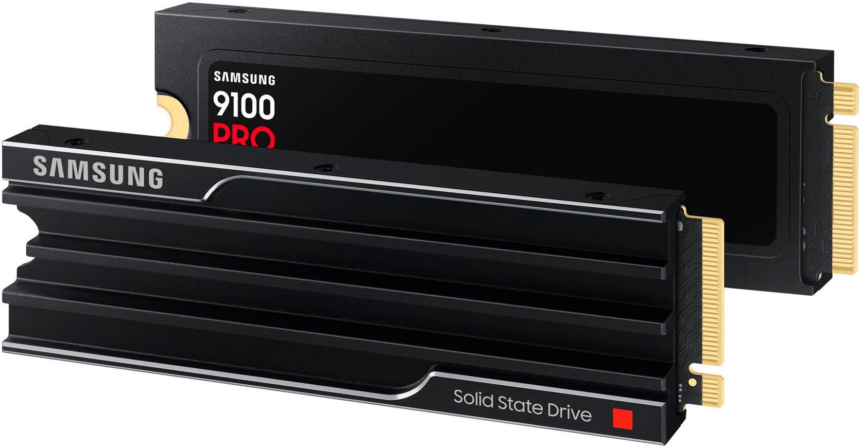SAMSUNG interne Gaming-SSD "9100 PRO Heatsink PCIe 5.0 NVMe™ M.2", schwarz, 2 TB, Schreibgeschwindigkeitmaximal 13400 MB/s Lesegeschwindigkeitmaximal 14700 MB/s, Festplatten