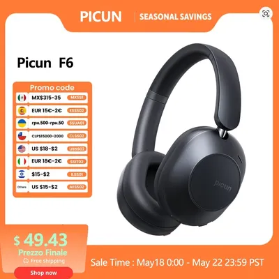 Picun F6 Active Noise Cancelling Drahtlose Kopfhörer Kopf Tracking 3D Audio 40mm Hi-Res ANC Bluetooth Headset HIFI APP Steuerung