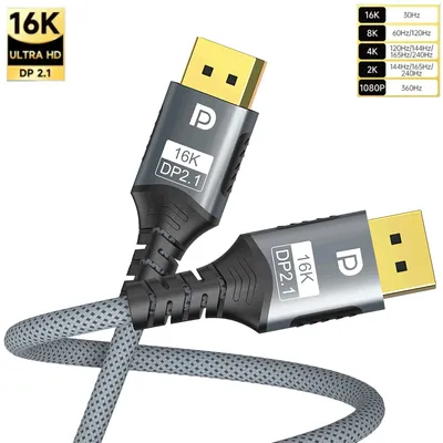 Displayport 2.1 16K DP Kabel 8K@120Hz/60Hz 4K@240Hz 80Gbps HDR Video Audio Kabel für Laptop Xbox Projektor Gaming Monitor Video