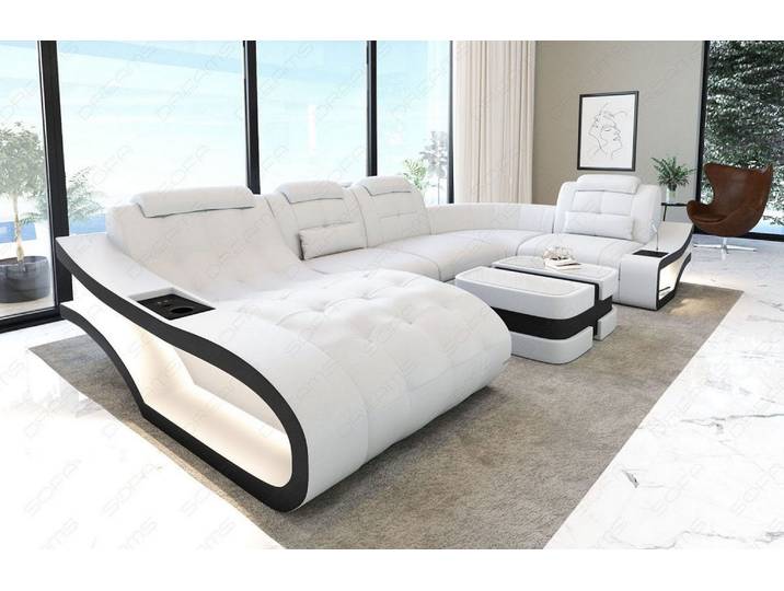 Leder Wohnlandschaft Elegante U-Form