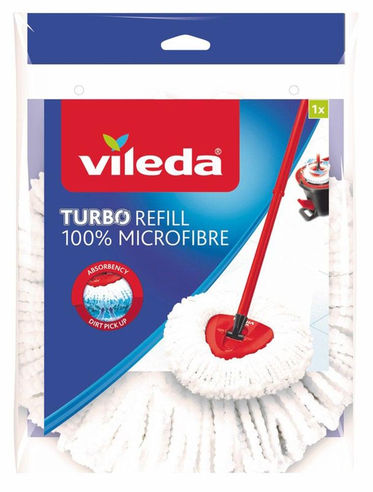 Wischbezug VILEDA "Vileda TURBO Refill 100% Microfibre Ersatzkopf", weiß, rot, B:22cm H:30mm T:5,5cm, gewirkt, Mikrofaser, Putztücher, Wischbezug, Ersatzkopf mit Dreiecksform - für alle Oberflächen geeignet