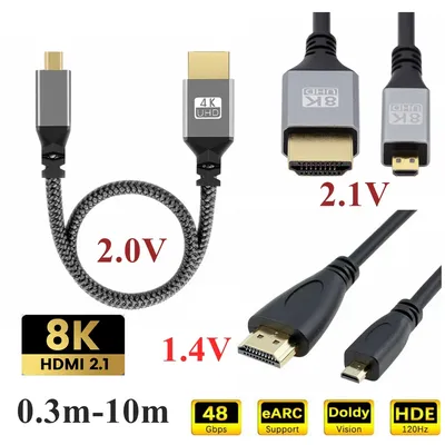 10 m 5 m 3 m 1 m 0,3 m Micro HDMI zu HDTV HDMI-Kompatibel 4K 8K kabel Kabel Für GoPro Raspberry Pi 4 Retroid Sony Kamera pc TV Video