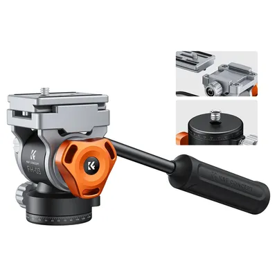 K&F CONCEPT 11lb/5kg Belastbare Video-Fluidkopf-Stativkopfhalterung Seidig-Glatter Stabiler Kamera-Fluidkopf für Nikon Canon Leica Sony Kameras