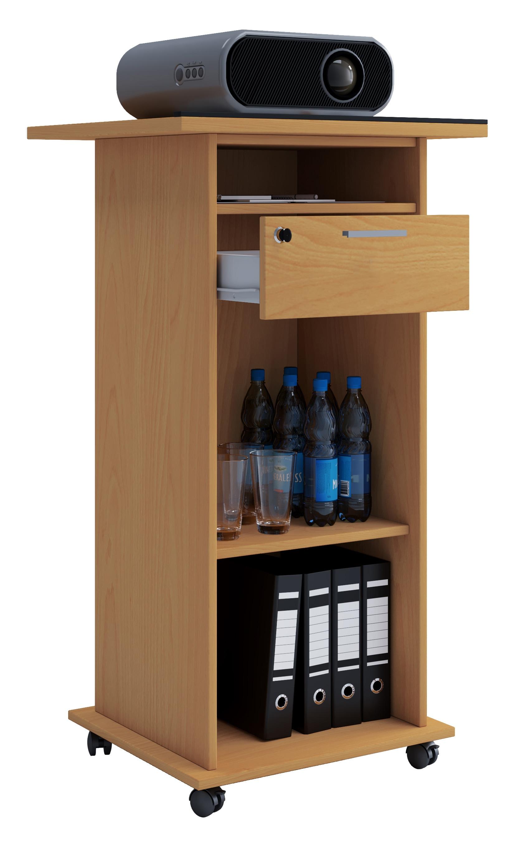 Wohnzimmertisch VCM "Tisch Möbel Wagen Beamer Projektor Rollen Neta", braun (buche), B:60cm T:50cm, Sideboards, TVRack