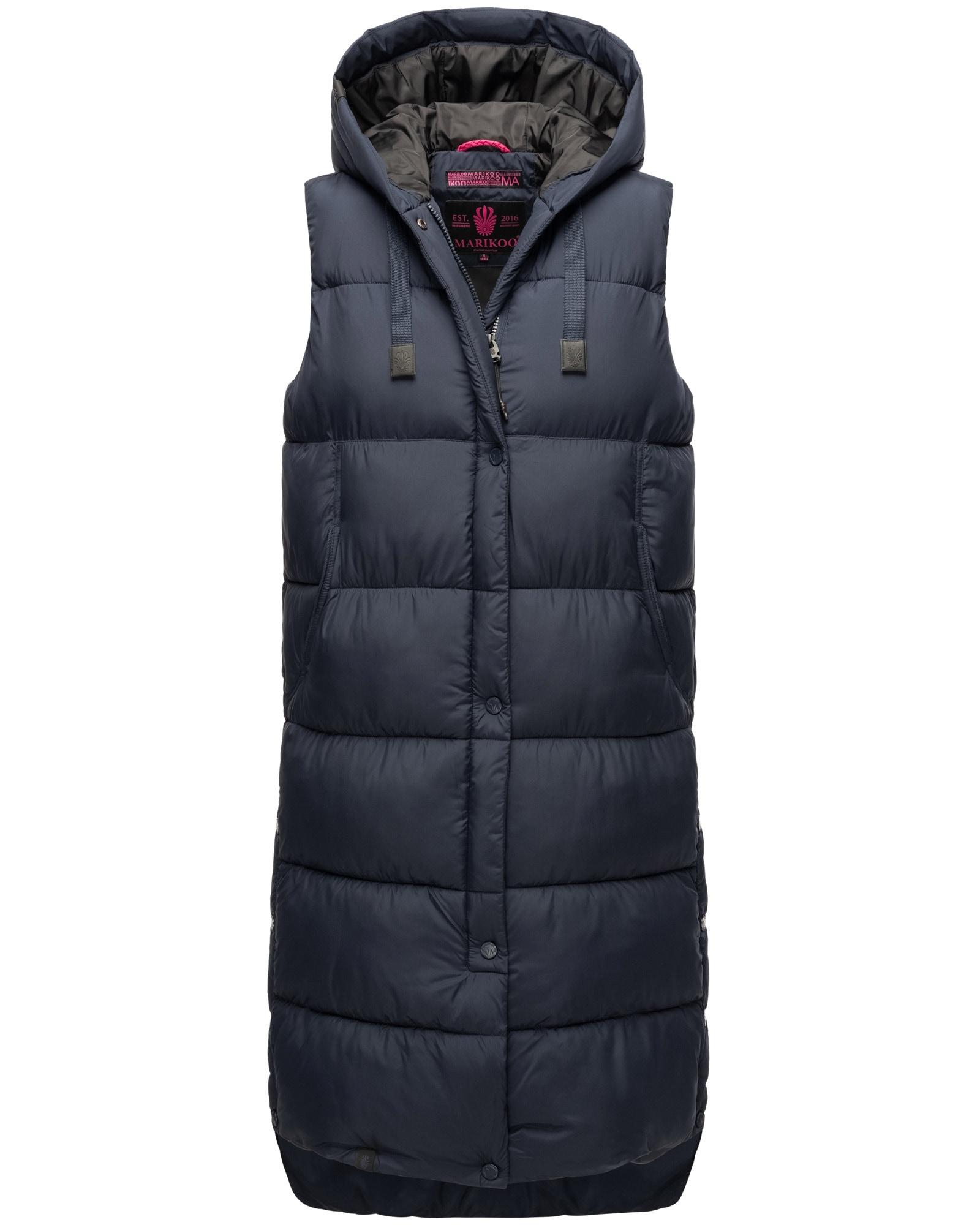 Steppweste MARIKOO "Sayorii", Damen, Gr. XL, blau (navy), Obermaterial: 100% Polyester; Innenseite: 100% Polyester; Futter: 100% Polyester, Westen Steppweste, Kapuze mit breitem Kordelzug