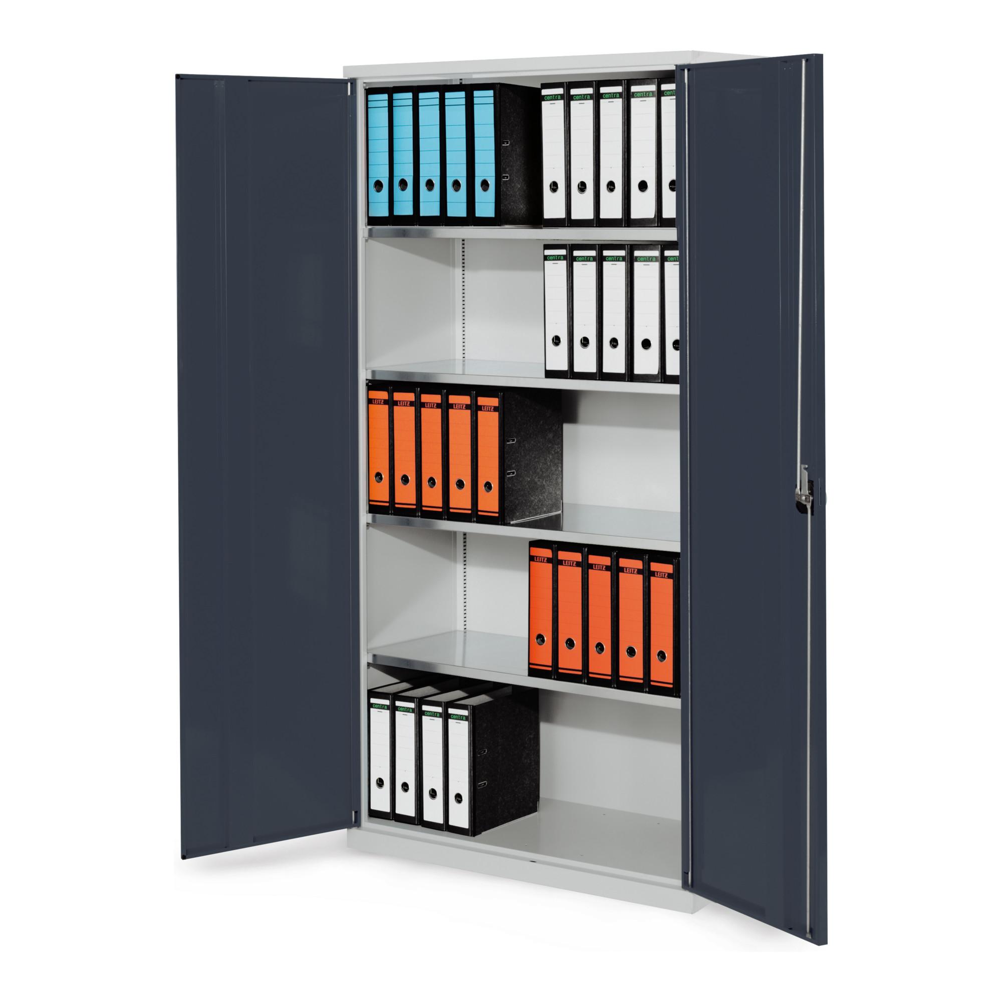 Kappes Systemschrank Serie 500 RAL 7035/7016 Vollblechtüren 4 Fachböden (1251.01.1024)
