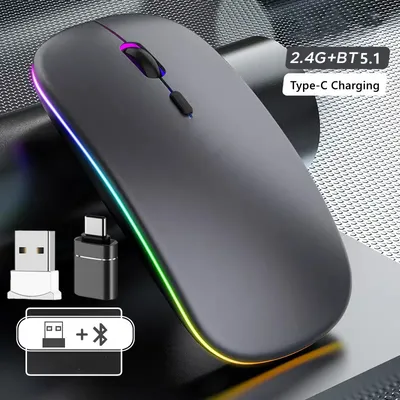 LED Drahtlose Maus Bluetooth-kompatibel 2,4 GHz Schlanke Wiederaufladbare Stille Mäuse RGB Ergonomische Gaming maus für Computer Laptop PC