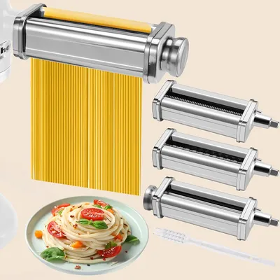 1/3-teiliger Nudelmaschinenaufsatz aus Edelstahl für alle Kitchenaid-Standmixer, Nudelwalze, Spaghetti-Schneider, Fettuccine-Schneider