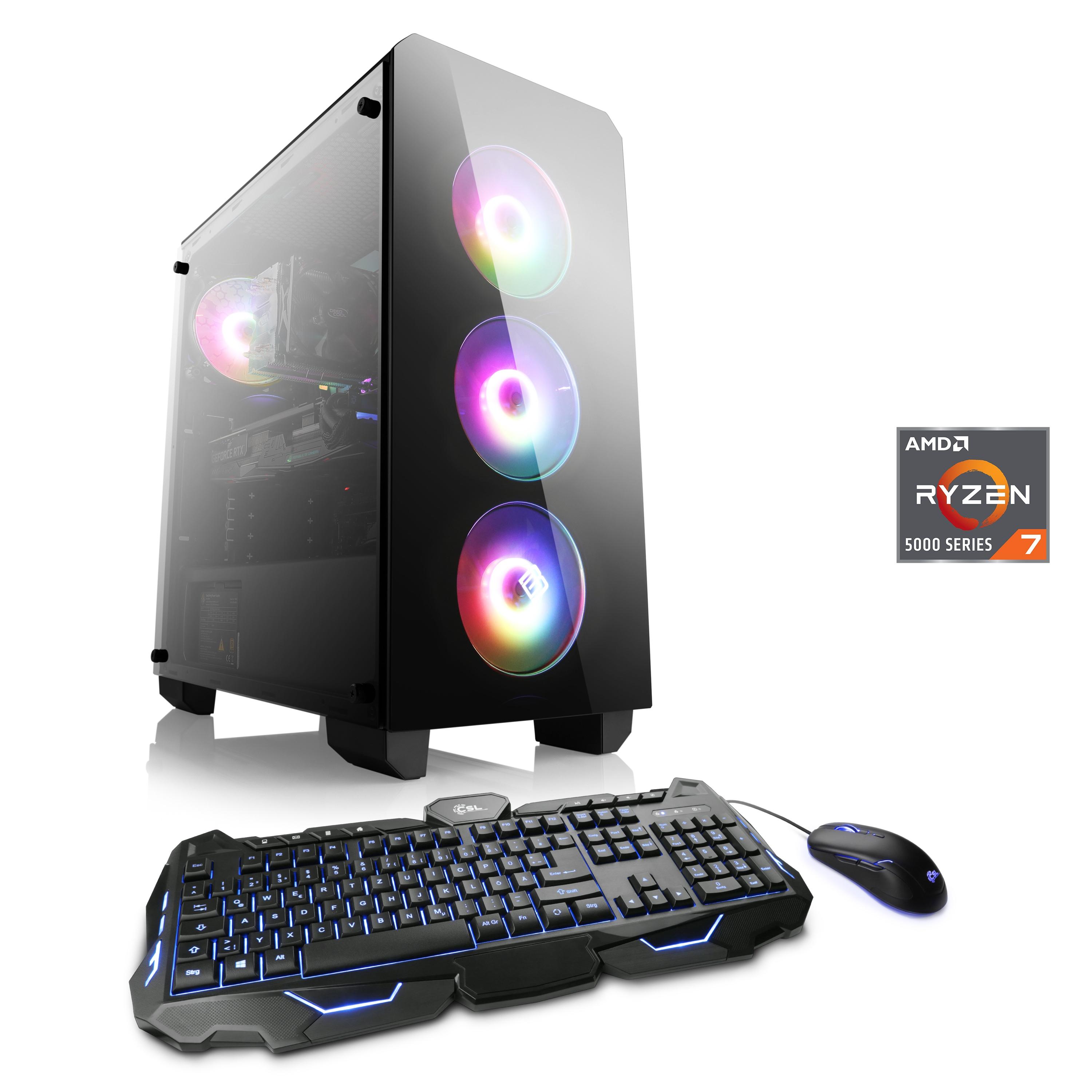 CSL Gaming-PC "Theseus V24615", schwarz, Microsoft Windows 11 Home (64 Bit), 16 GB RAM 500 GB SSD, Desktop-PCs