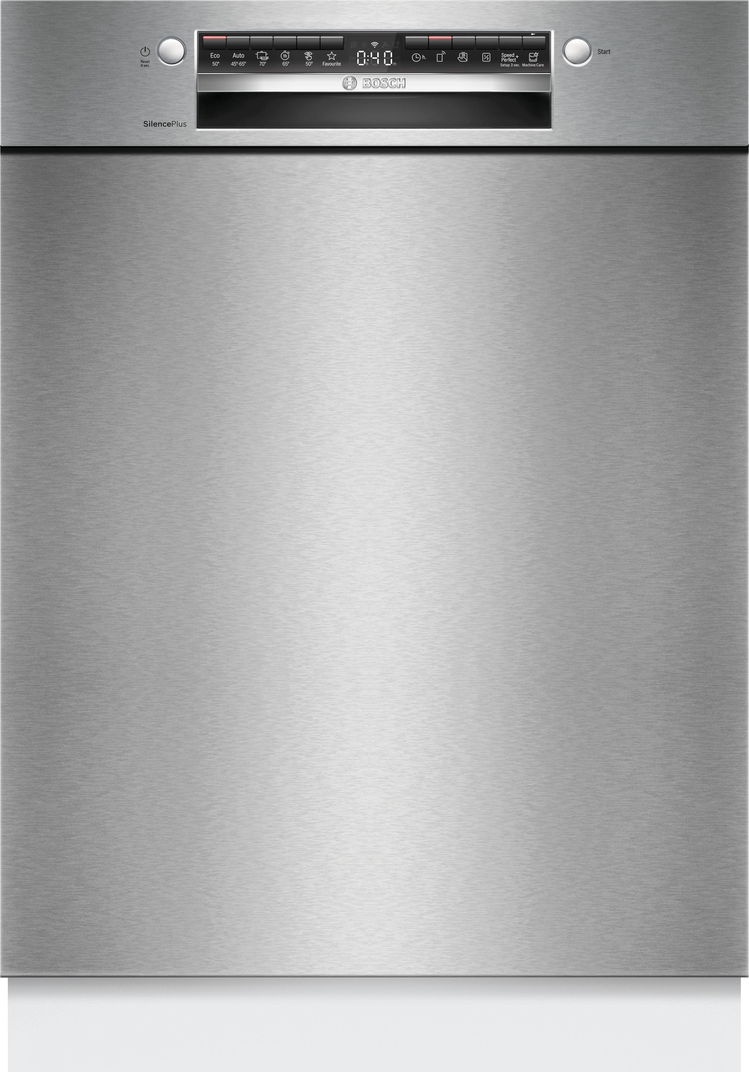 BOSCH Unterbaugeschirrspüler "SMU4EVS08E", Energieeffizienz: B (A-G), silber (gebürsteter stahl), B:59,8cm H:81,5cm T:57,3cm, Geschirrspüler, Automatische Türöffnung für Effizienz, flexible Körbe &Schubladen