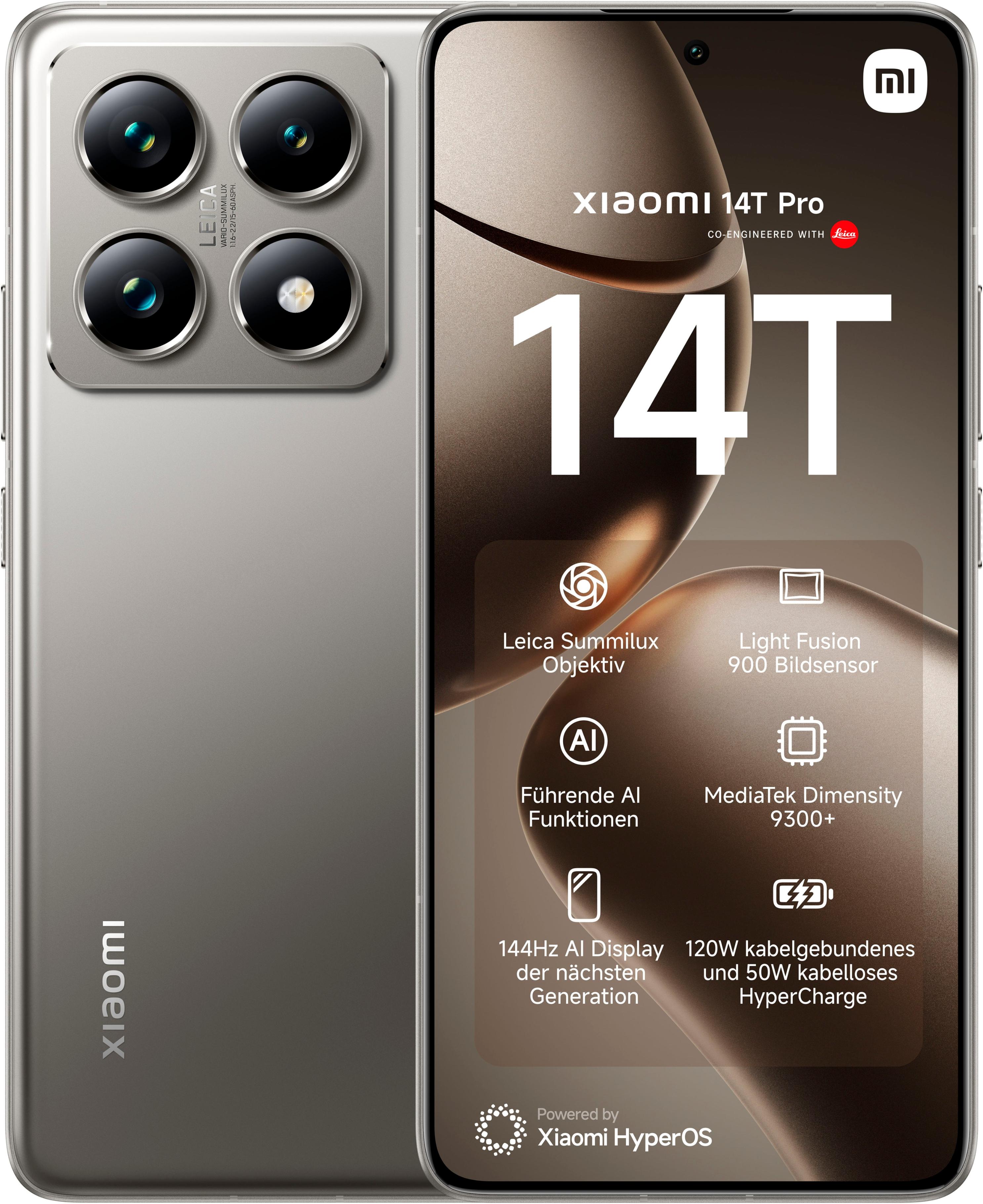XIAOMI Smartphone "Xiaomi 14T Pro 512GB", grau (titan gray), 512 GB, Mobiltelefone