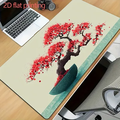 Roter Ahorn Bonsai Baum Japanische Kunst Gaming Mauspad XXL Große Schreibtischunterlage Rutschfeste Gummi-Tastaturunterlage für PC-Gamer