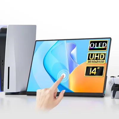 VCHANCE 14'' Oled Tragbarer Monitor Touchscreen mit Hülle Tasche 500nits Büro Reise Display Extender für MacBook Gaming Laptop