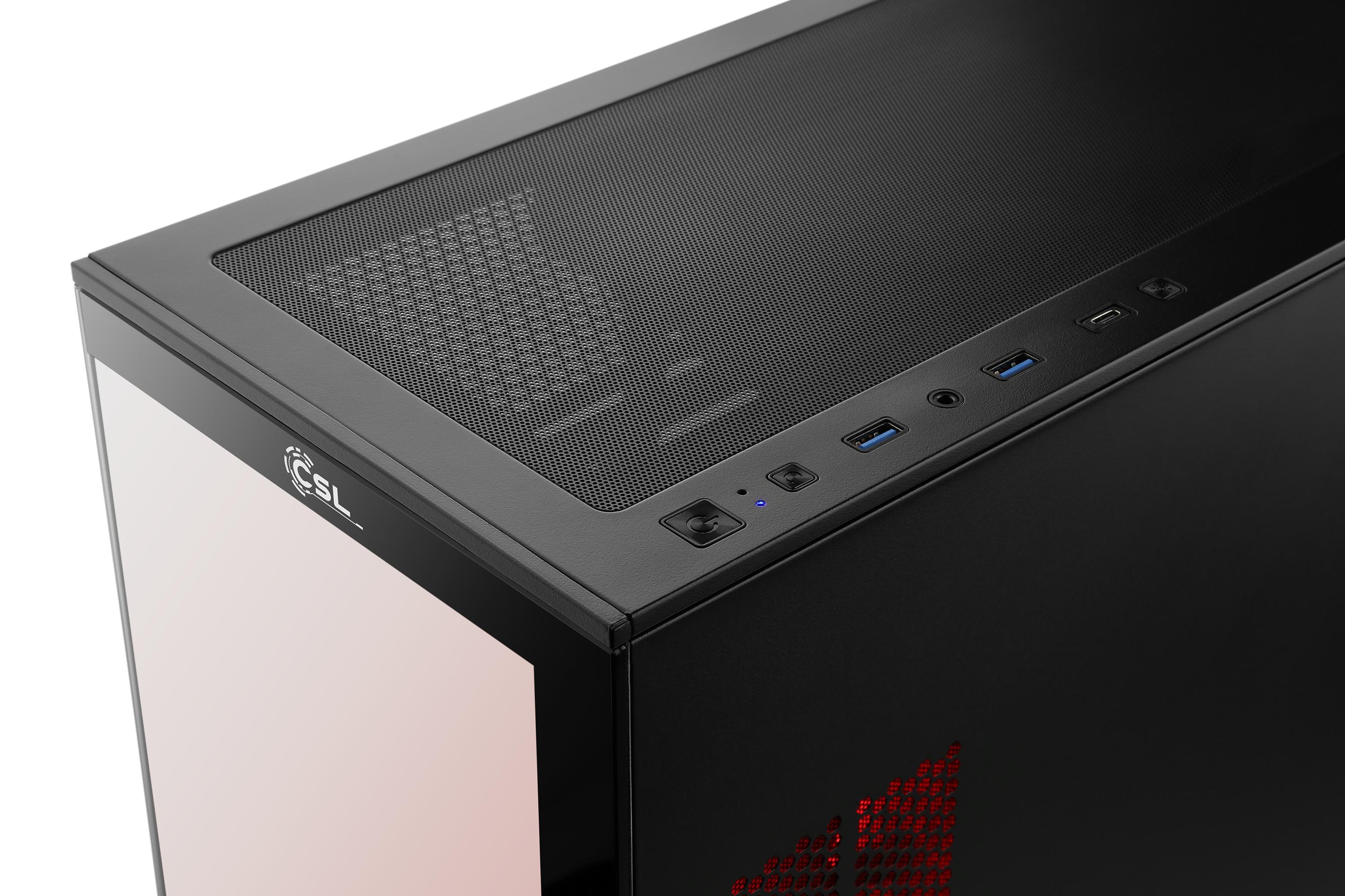 CSL Gaming-PC-Komplettsystem "AeroVision V24441", Energieeffizienz: E (A-G), schwarz, Microsoft Windows 11 Home (64 Bit), 16 GB RAM 500 GB SSD, Computer_Komplettsysteme