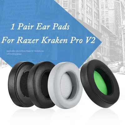 Ohrpolster für Razer Kraken Pro V2, Ersatz-Gaming-Kopfhörer aus Proteinleder und Memory-Schaum, ovales Ohrpolster