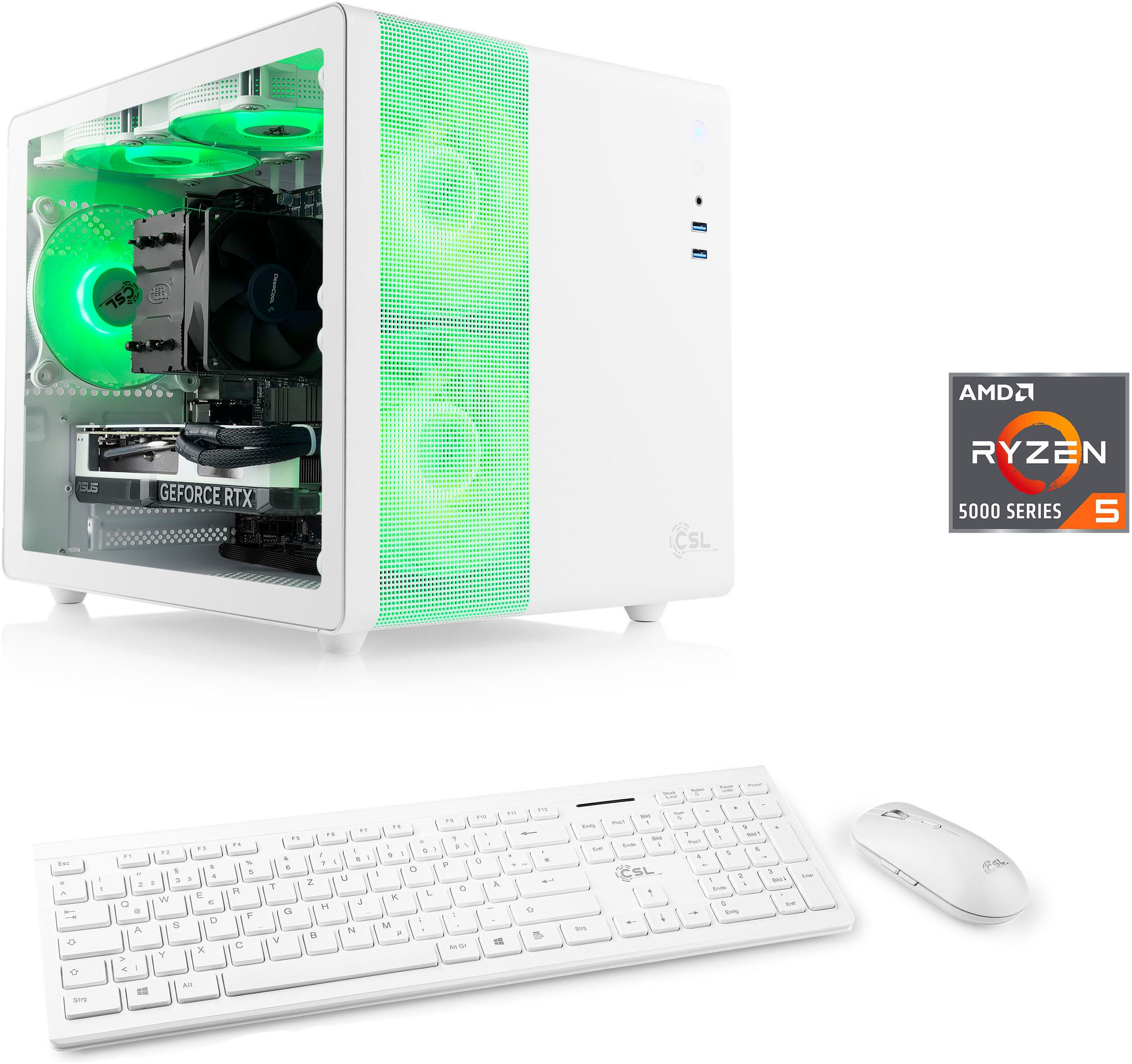 CSL PC "Cube V24180", weiß, Microsoft Windows 11 Home (64 Bit), 16 GB RAM 500 GB SSD, Desktop-PCs, PC