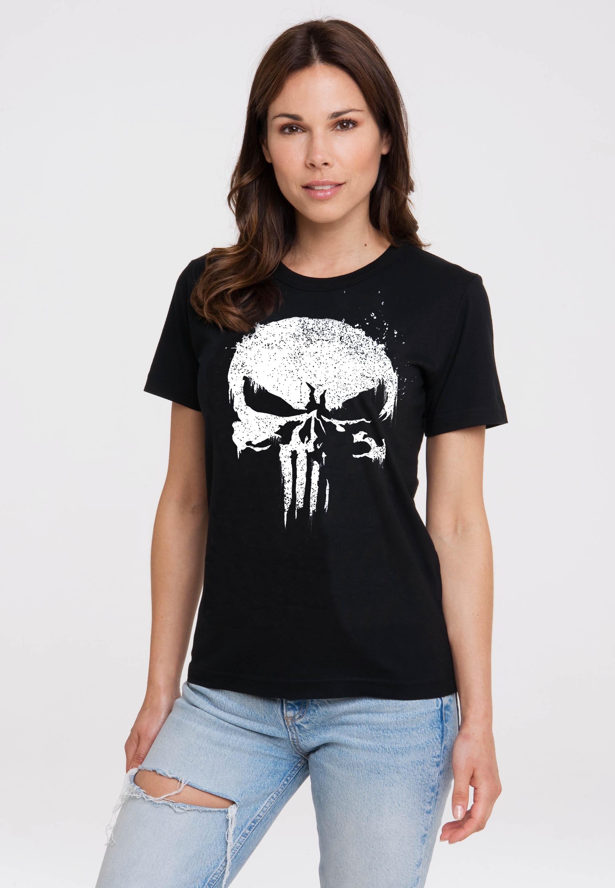 T-Shirt LOGOSHIRT "Marvel - Punisher TV Skull", Damen, Gr. L, schwarz, 100% Baumwolle, bedruckt, normal, Rundhals, Shirts T-Shirt, mit lizenziertem Print