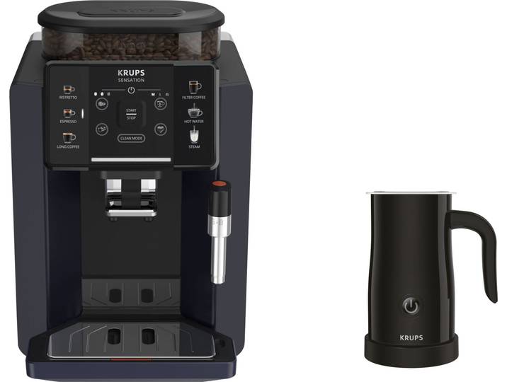 KRUPS Kaffeevollautomat EA910B.23 Sensation Milk Bundle , schwarz, B:24cm H:36,4cm T:34,6cm, Kaffeevollautomaten, mit Krups Milchaufschäumer im Wert von UVP 79,99, Kaffeevollautomat