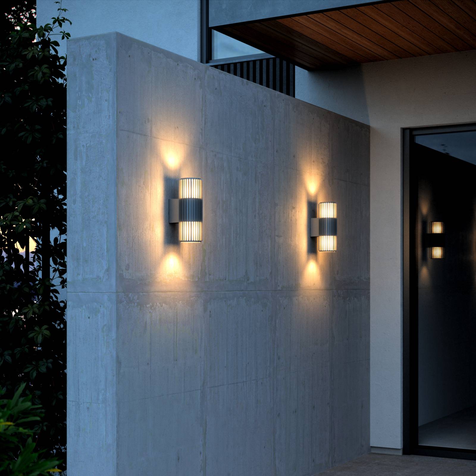 Nordlux Außenwandleuchte Aludra Double, dimmbar, alu / grau / zink, Aluminium, Wandleuchte außen