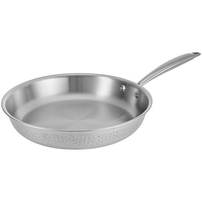 Bratpfanne RESTO KITCHENWARE "Crater Pfanne aus Tri-Ply (Edelstahl + Aluminium + Edelstahl) ofenfest", silber (silberfarben), H:5,5cm L:30cm Ø:28cm, Pfannen, Bratpfanne, Energieeinsparung 25% durch die dreilagige Basis