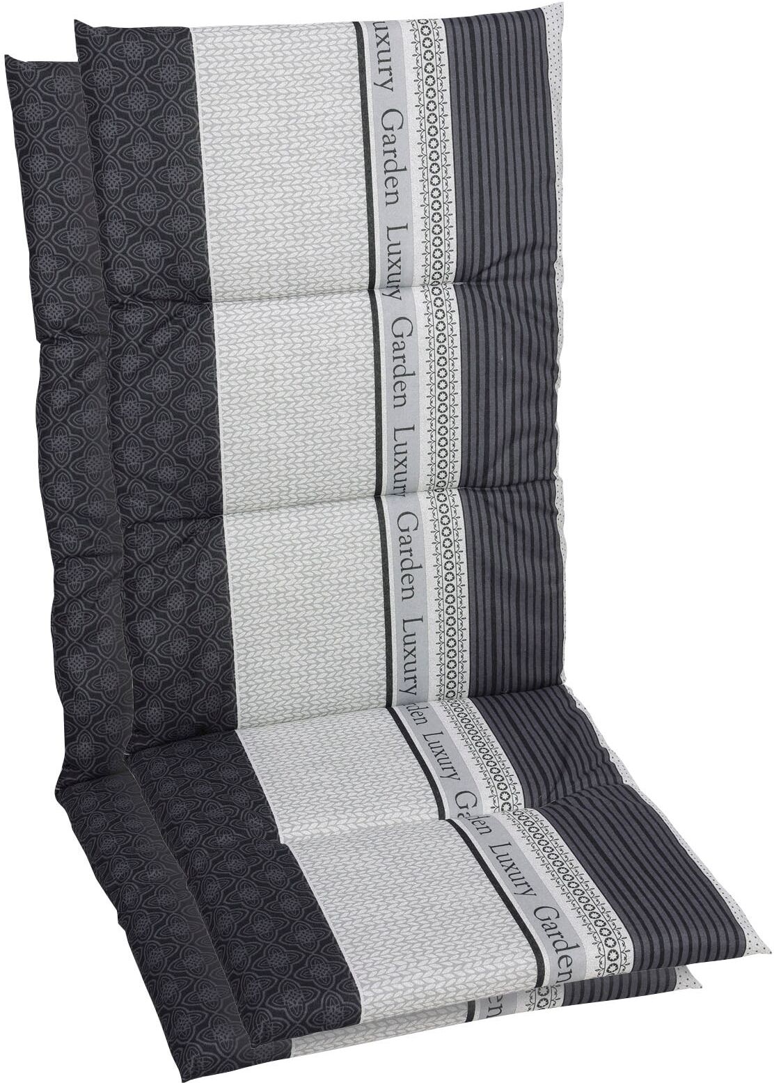 Hochlehnerauflage GO-DE "Amalfi", grau, B:48cm H:4cm T:118cm, Baumwolle, Polyester, Polyurethan, Polsterauflagen, 118x48 cm