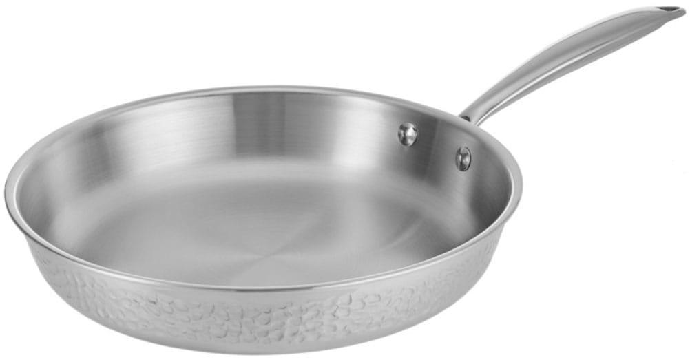 Bratpfanne RESTO KITCHENWARE "Crater Pfanne aus Tri-Ply (Edelstahl + Aluminium + Edelstahl) ofenfest", silber (silberfarben), H:5,3cm L:28cm Ø:26cm, Pfannen, Bratpfanne, Energieeinsparung 25% durch die dreilagige Basis