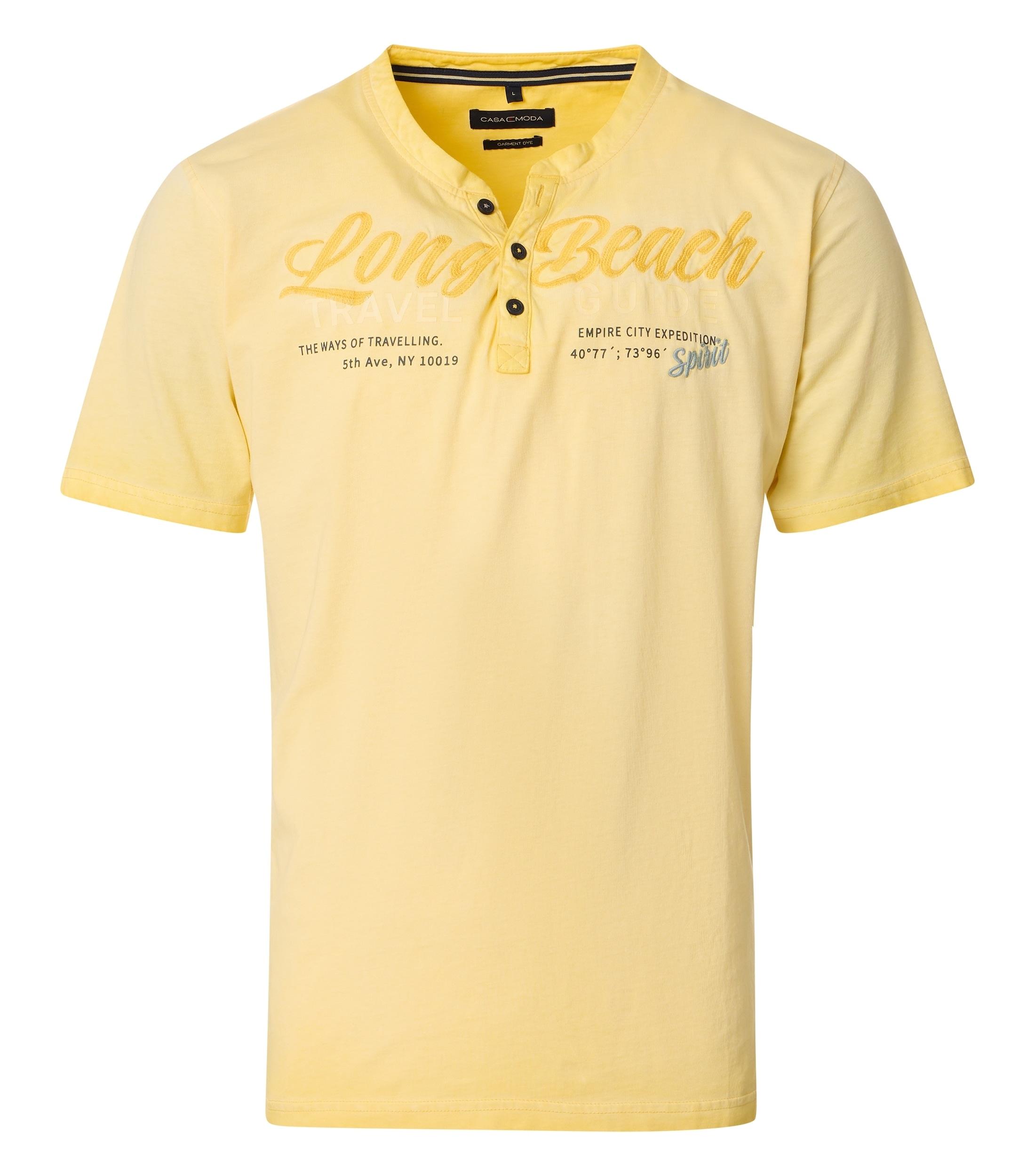 Henleyshirt CASAMODA "CASAMODA Henley uni", Herren, Gr. S, gelb, 100% Baumwolle, Shirts