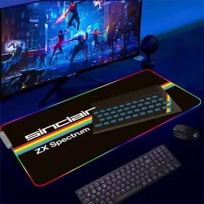 Retro Sinclair Zx Spectrum Für RGB Mauspad Xxl Steelseries Laptop Matte Gaming Tastatur Mit Hintergrundbeleuchtung Gamer Tisch Deskpad