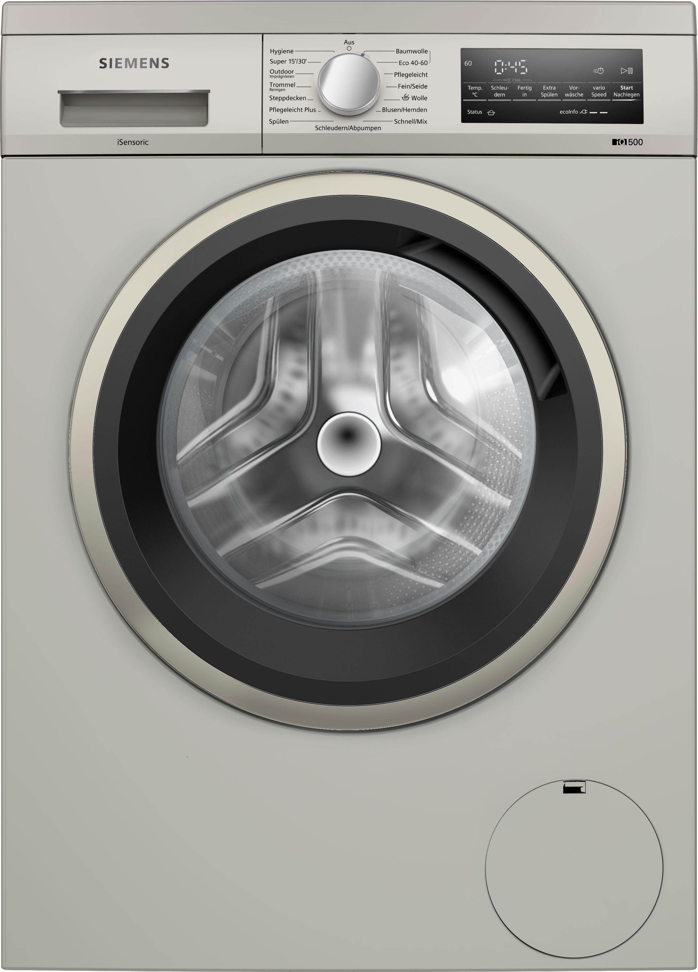 SIEMENS Waschmaschine "WU14UTS8", Energieeffizienz: A (A-G), silber (grau), B:59,8cm H:84,5cm T:59,9cm, Waschmaschinen, Unterbaufähig, aquaStop, Outdoor-/Imrägnier-Programm, varioSpeed