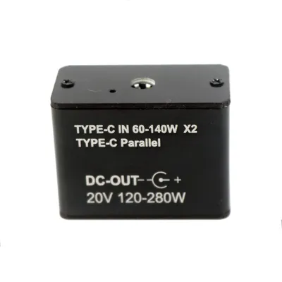 280W Dual USB-C PD Power Merger Kombinieren 2X 140W Eingänge für Gaming Laptop, ORING Idealer Dioden-Controller gegen Backfeed, bis zu 20V