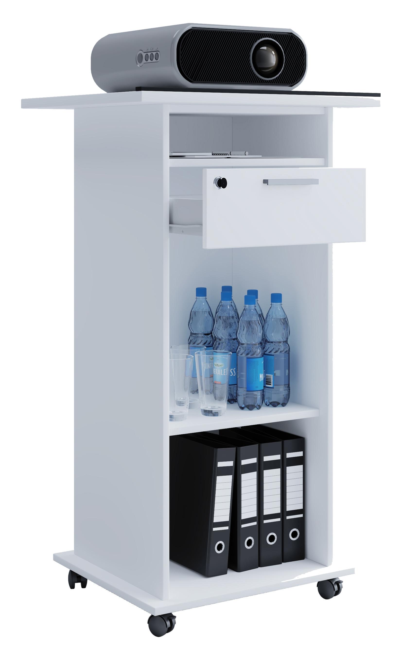 Wohnzimmertisch VCM "Tisch Möbel Wagen Beamer Projektor Rollen Neta", weiß, B:60cm T:50cm, Sideboards, TVRack