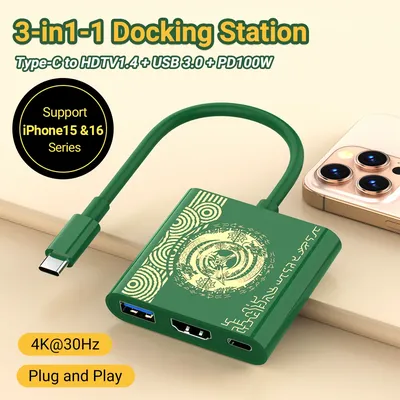 PD100W Spiel Docking Station Unterstützung TV Dock Modus USB-C zu 4K HDTV Hub Für Steam Deck Telefon iPad Laptop