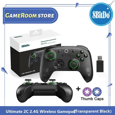 8BitDo Transparent Black Ultimate 2C 2.4G Wireless Gamepad Gaming Controller für Windows, Android, Hall-Effekt Windows 10